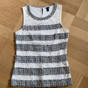 JCrew Lace / Tweed Mixed Pattern Top